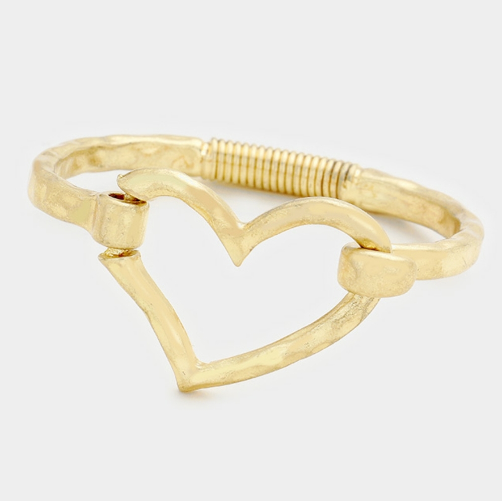 Gold Heart Metal Hook Bracelet Fashion Jewelry Hollow Outline Style